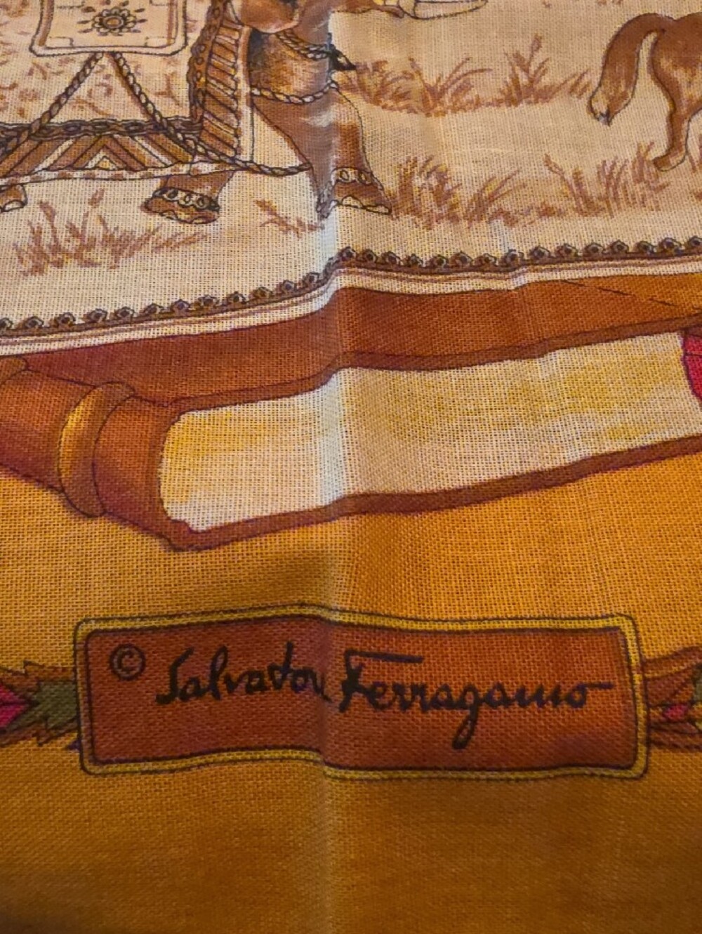 Salvatore Ferragamo Yellow Multicolor 100% Cotton with Animal and Scroll Motif - Picture 4 of 8